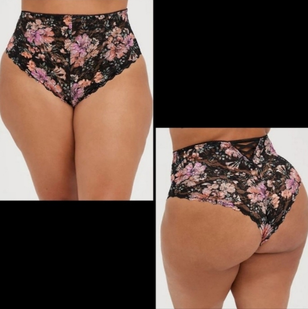 Torrid 5X SET Longline Lace Floral Bralette & Thong Panty - Picture 4 of 5
